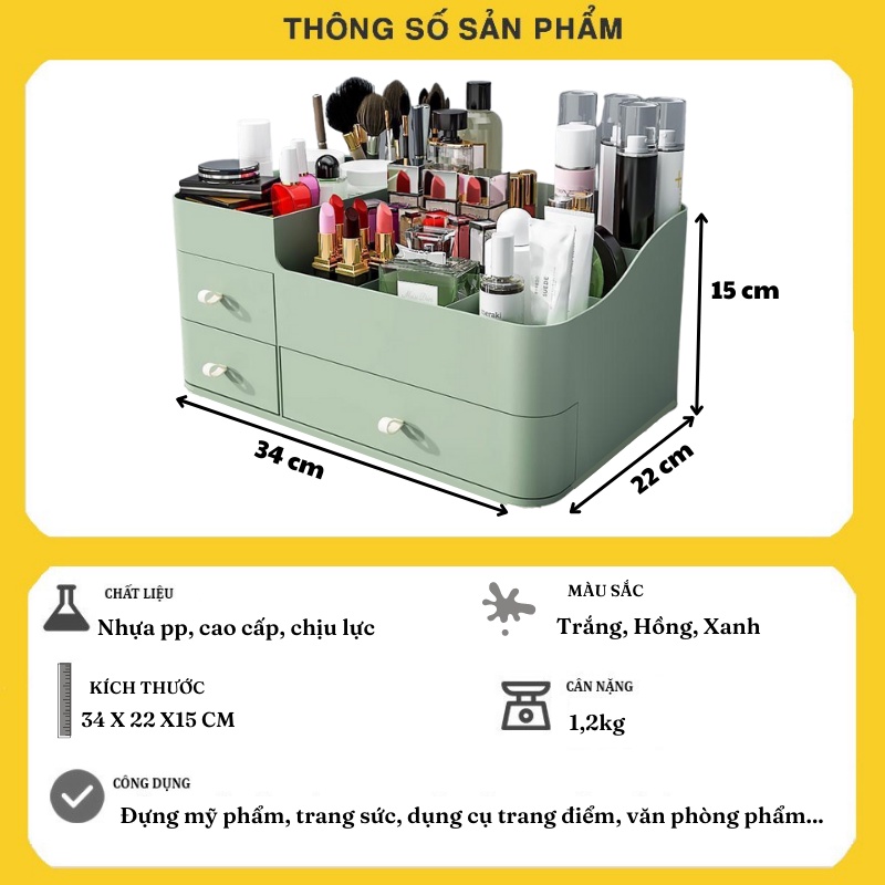 Kệ đựng mĩ phẩm khay đồ trang điểm văn phòng phẩm decor để bàn dễ thương, hộp tủ để đồ trang sức cao cấp BOLITA