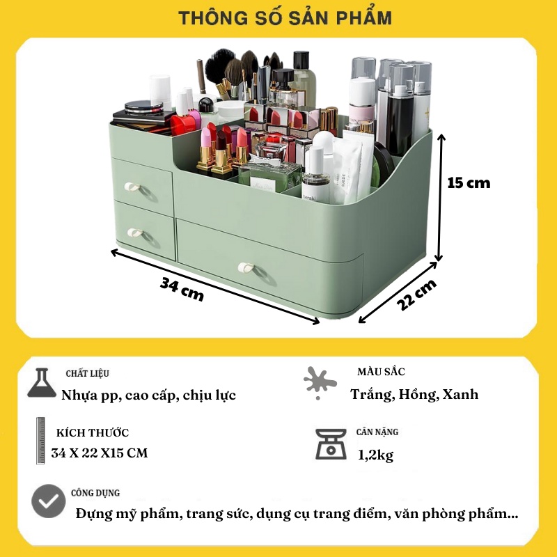 Kệ đựng mĩ phẩm khay đồ trang điểm văn phòng phẩm decor để bàn dễ thương, hộp tủ để đồ trang sức cao cấp BOLITA | BigBuy360 - bigbuy360.vn