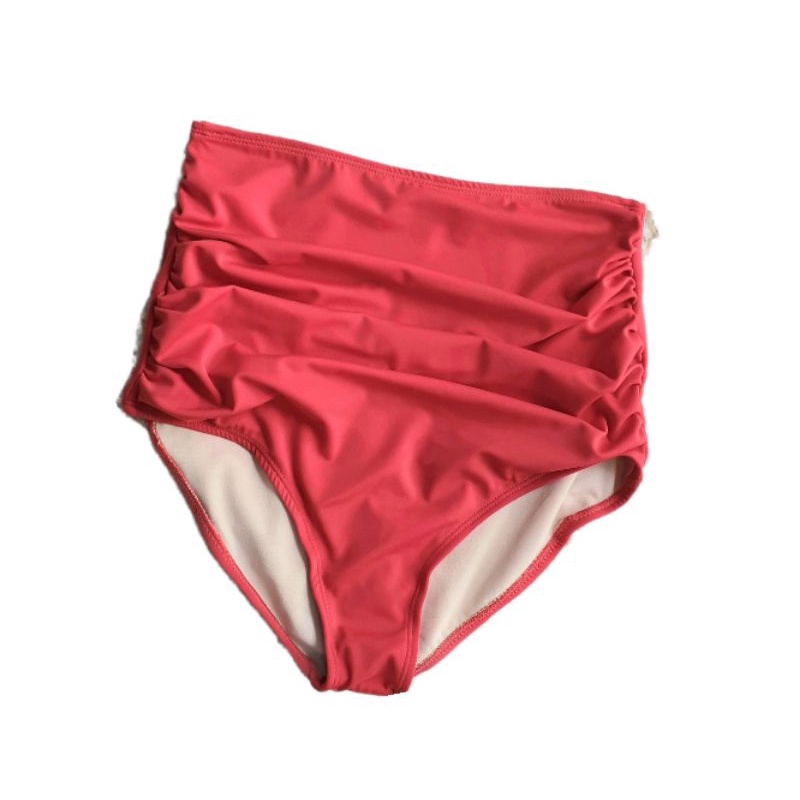 Quần bơi nữ, bikini lẻ cạp cao kèm nhún che bụng màu đỏ, hồng (Ko kèm áo) | BigBuy360 - bigbuy360.vn