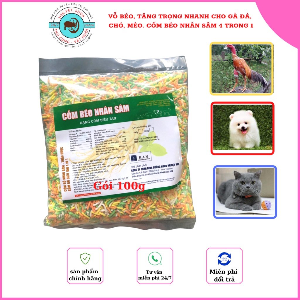 Vỗ Béo, Tăng Trọng Nhanh Cho Gà Đá, Chó, Mèo, Lợn, Ngan, Vịt. Lên Lông Nhanh, Đẹp mã, Dày Lườn, Đỏ Mào.