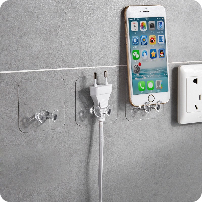 Móc Dán Tường 2 Chân Đỡ Siêu Dính Chịu Lực, Phích Treo Dây Điện