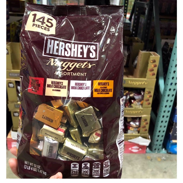 [Date 5/2021]-Kẹo chocolate Hershey Nugget 145 viên 1,47kg-Mỹ