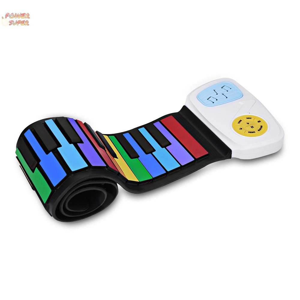 49 Key Speaker Hand Roll Up Piano Portable Folding Electronic Soft Keyboard Kid Music Toy