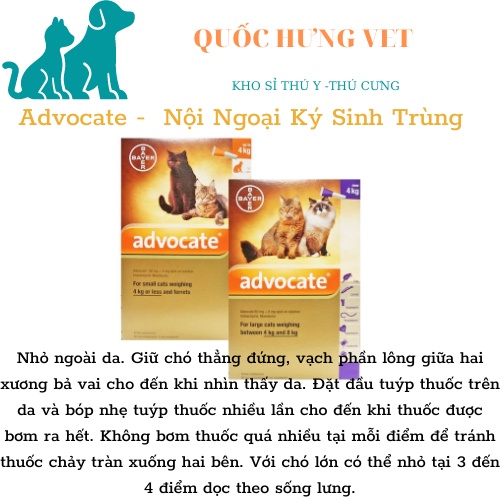 Advocate 1tuýt - Nhỏ Gáy Ngăn Ngừa Nội Ngoại Ký Sinh Trùng Cho Mèo - QUỐC HƯNG VET