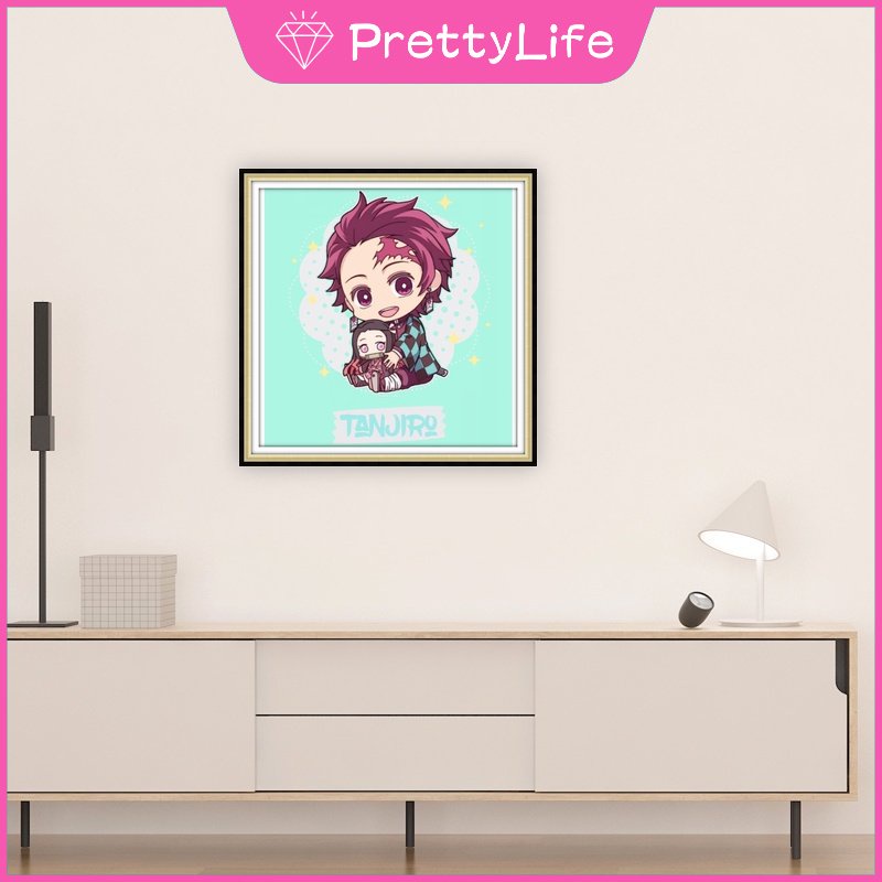 Bộ Tranh Đính Đá 5D Tự Làm 30x30cm / 40x40cm / 50x50cm Hình Demon Slayer Trang Trí Nhà Cửa