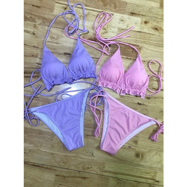 Bikini 2mảnh quần ship buộc - áo bèo rút dây ( Hàng có sẵn full màu )