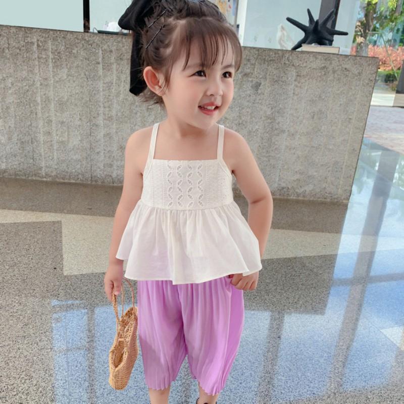 Áo Hai Dây Màu Trơn Chất Liệu Thoáng Khí Thoải Mái Cho Bé Gái