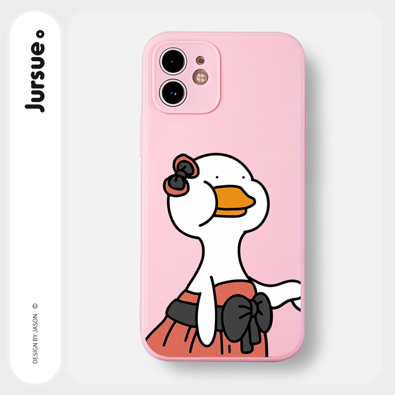 Ốp lưng JURSUE hoạt hình cặp đôi dễ thương đẹp cho iPhone 13 12 11 Pro Max SE 2020 X XR XS ip 8 7 6 6S Plus kute Y189