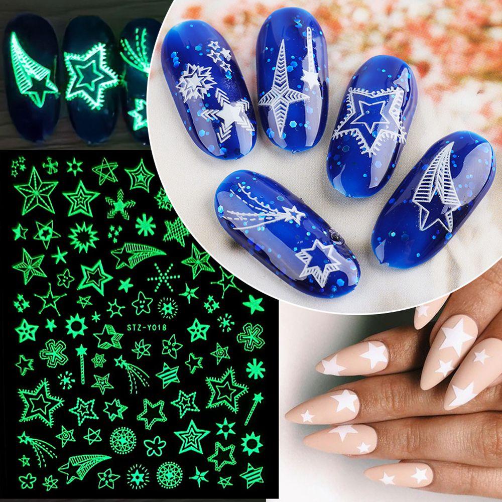 Sticker Dạ Quang Hình Bông Tuyết Trang Trí Móng Tay Mừng Năm Mới