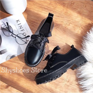 [CÓ SẴN]🔥Giày Oxford đen cột dây phong cách Vintage (kèm 2 bộ dây)