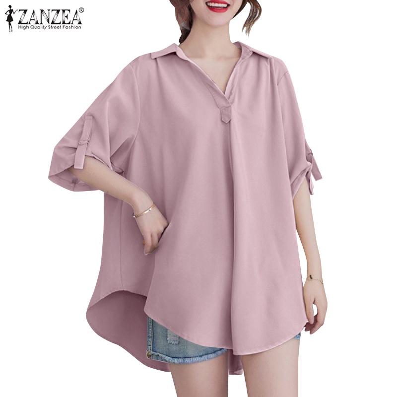 Zanzea Áo Nữ Tay Lửng Cổ Chữ V Thời Trang Thanh Lịch