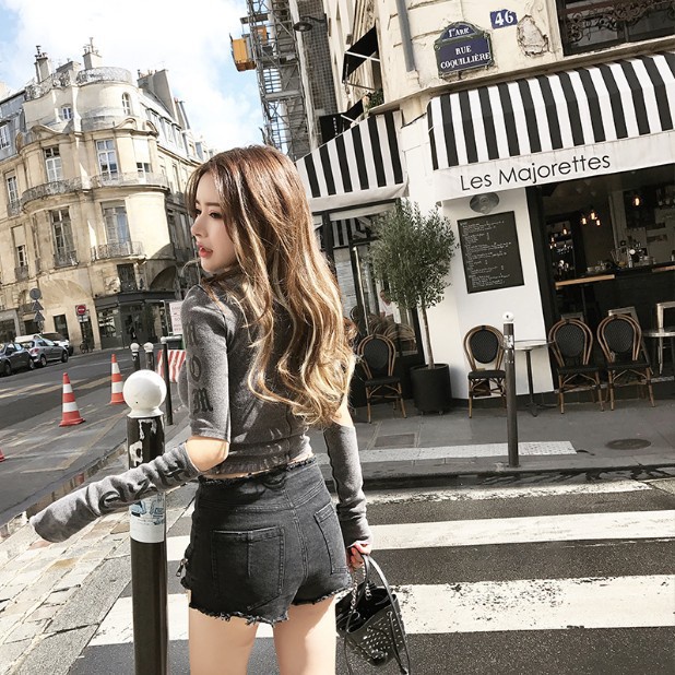 Áo Thun Nữ Mùa Thu Mới Ngọt Ngào Và Đơn Giản Phiên Bản Hàn Quốc Thời Trang Sexy Slim Top