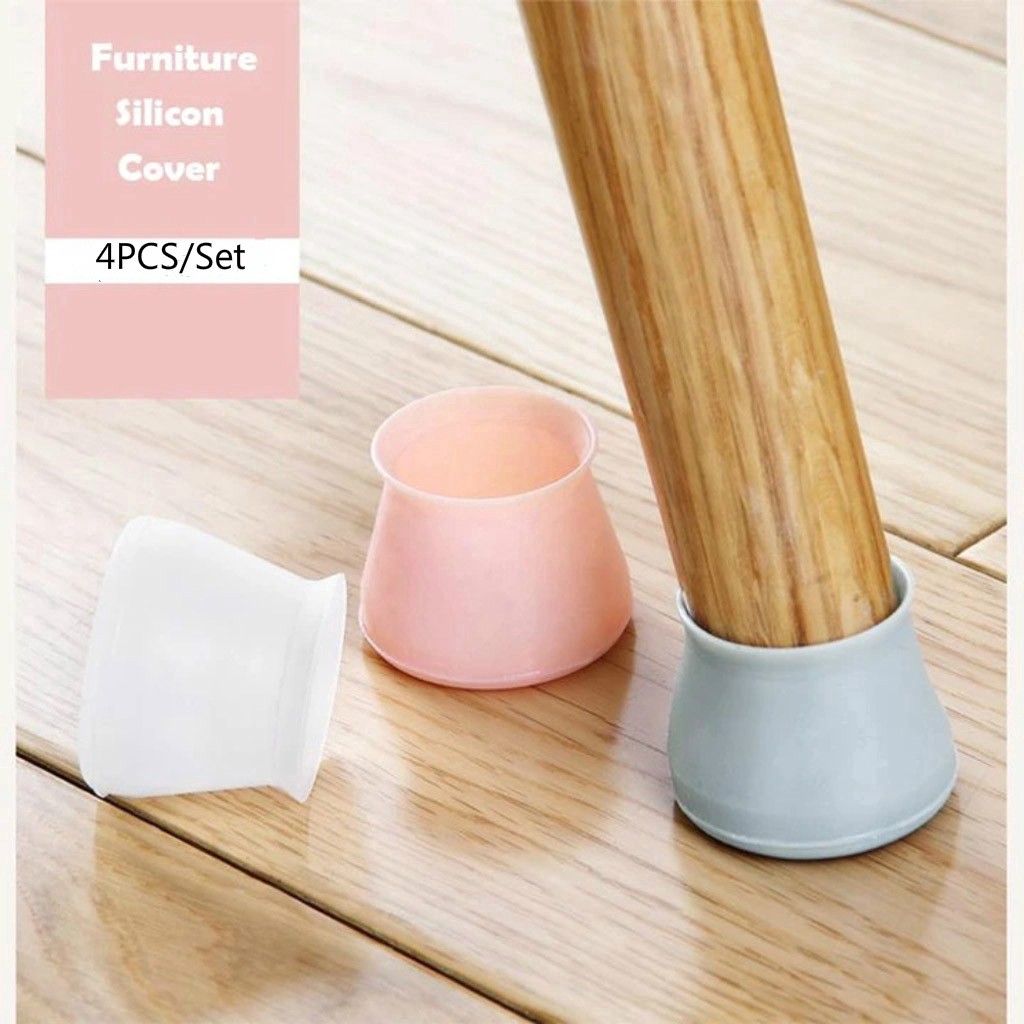 Set 4 Đế Silicone Bọc Chân Bàn Ghế Nội Thất Chống Xước Sàn, Miếng Lót Chân Bàn Ghế Chống Trượt