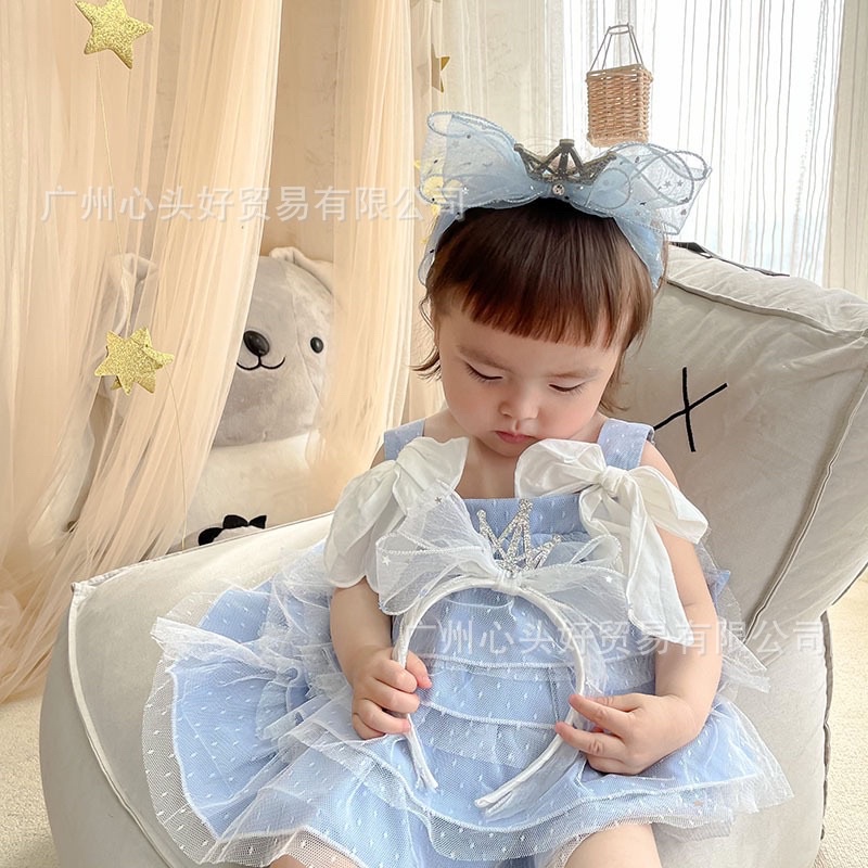 Bờm tóc voan vương miện công chúa phong cách Hàn Quốc đáng yêu cho bé