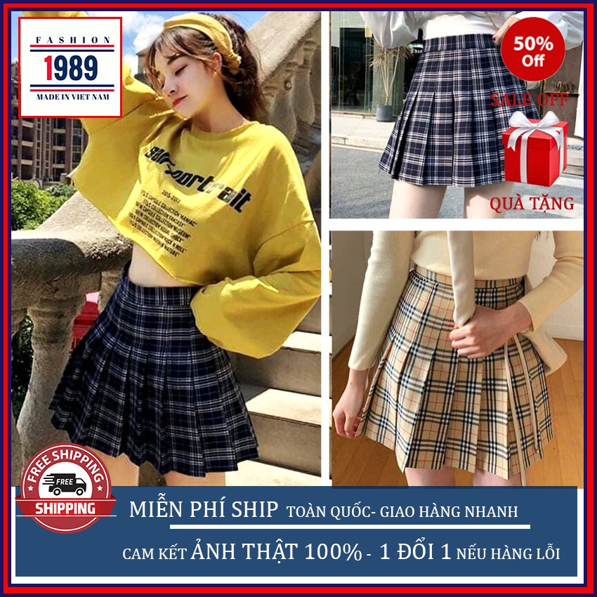 chân váy xếp ly 🍀 KẺ KARO CÓ QUẦN TRONG, phong cách ULZZANG, HÀN QUỐC,váy tennis THỜI TRANG 1989