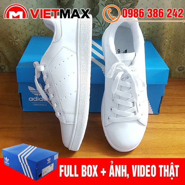 [Kèm Box Hãng] Giày Thể Thao Stan Smith Gót Trắng Nam Nữ