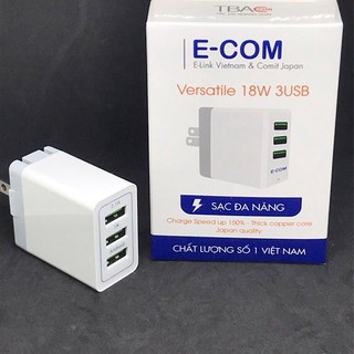 Củ Sạc Đa Năng 3 Cổng USB Ecom Pro - Bảo Hành 1 Đổi 1 Mới Trong 12 Tháng