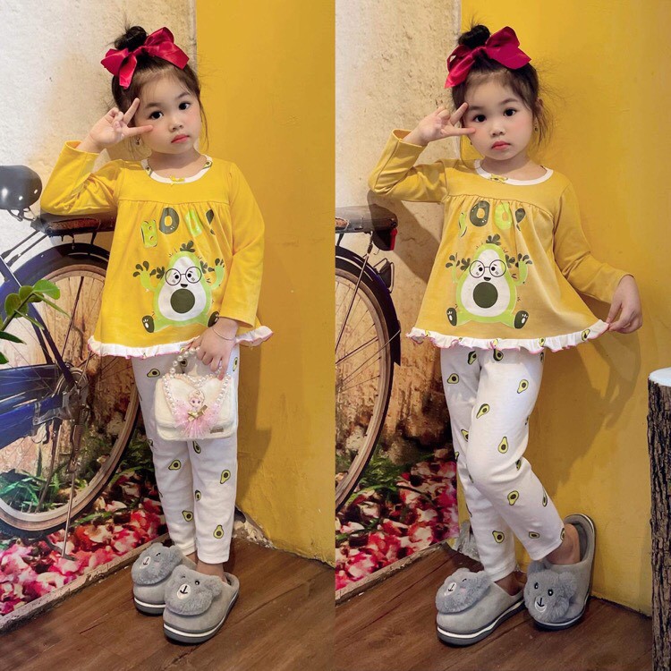 babydoll cho bé gái chất borip,bộ bánh bèo tay dài quần dài mẫu đa dạng mickey,hello kitty