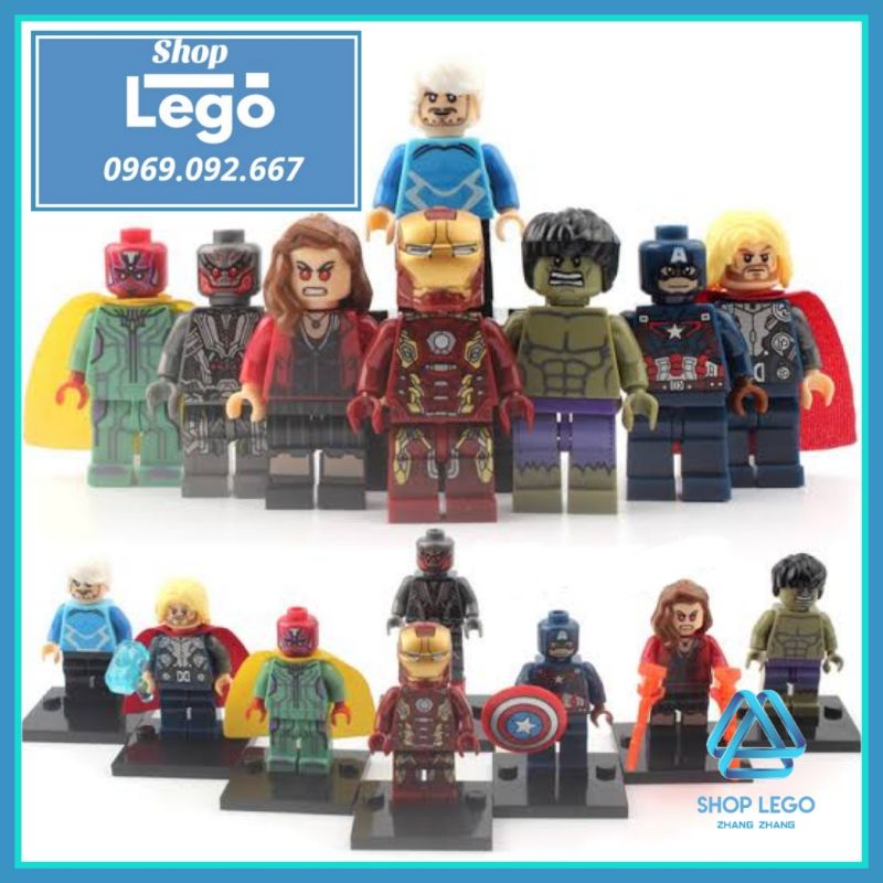 Xếp hình Ultron Thor Vision Quick Silver - Scarlet Witch - Hulk Captain America - Iron Man Lego Minifigures Xinh 059 066