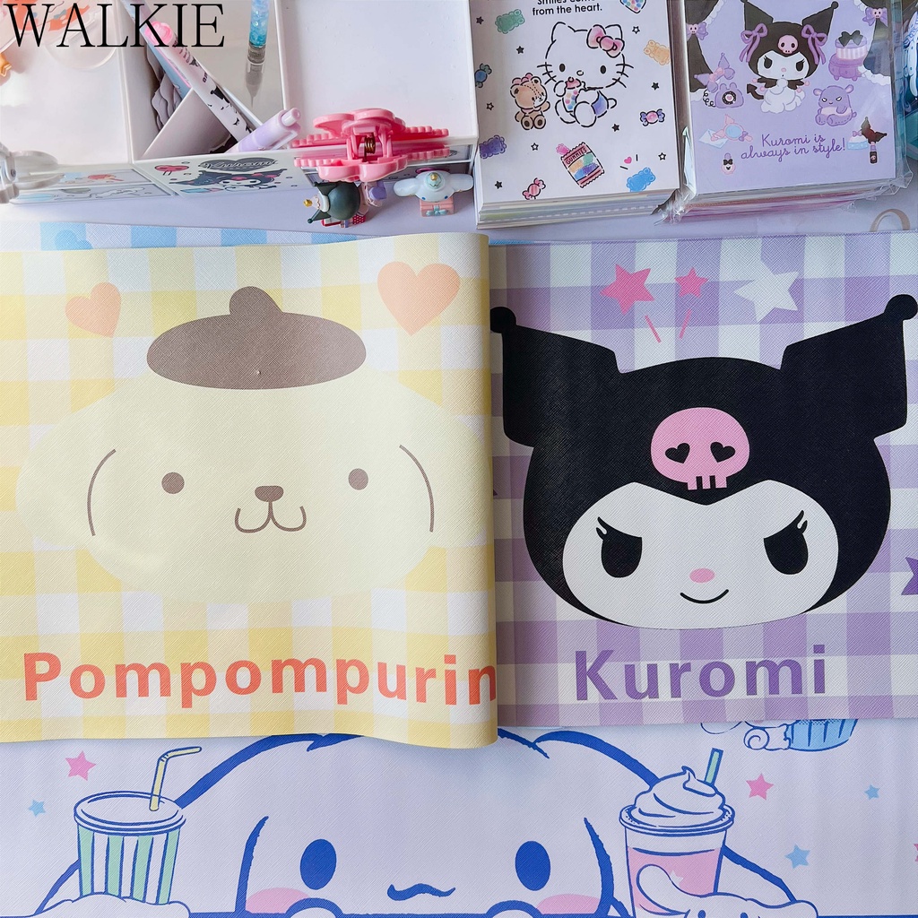 Thảm Da Lót Bàn Ăn Chống Thấm Nước / Dầu / Bụi Bẩn In Hình Anime Kuromi Kiểu Nhật Bản Dễ Thương Cho Bé