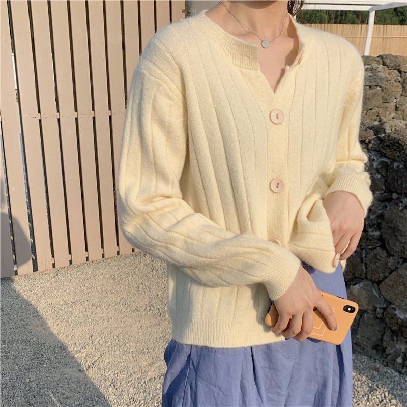 áo len nữ Cardigan Dệt Kim Tay Dài Màu Trơn Thời Trang Mùa Thu