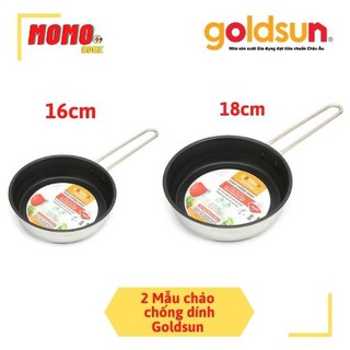 2 Mẫu chảo chống dính Goldsun quai inox , đun mọi loại bếp size 16cm - 18cm - MOMO