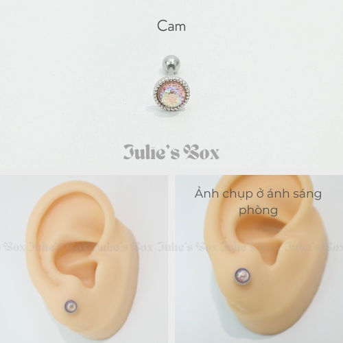 [1 CHIẾC] Khuyên Tai Đá Galaxy 4 Màu Tròn Màu Bạc Unisex Titanium Không Gỉ Không Ngứa Không Đen julies box 66