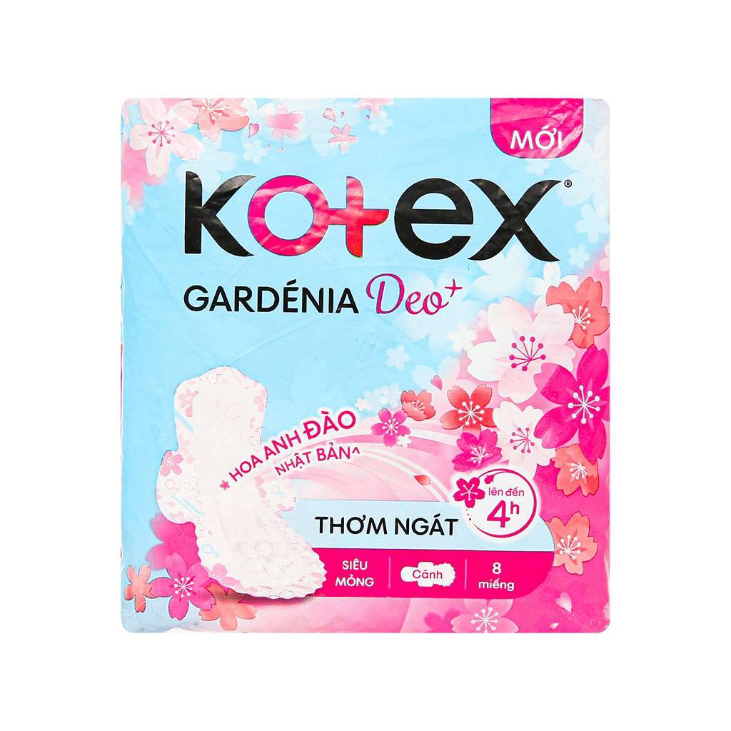 Băng vệ sinh Kotex Gardenia siêu mỏng có cánh 8 miếng