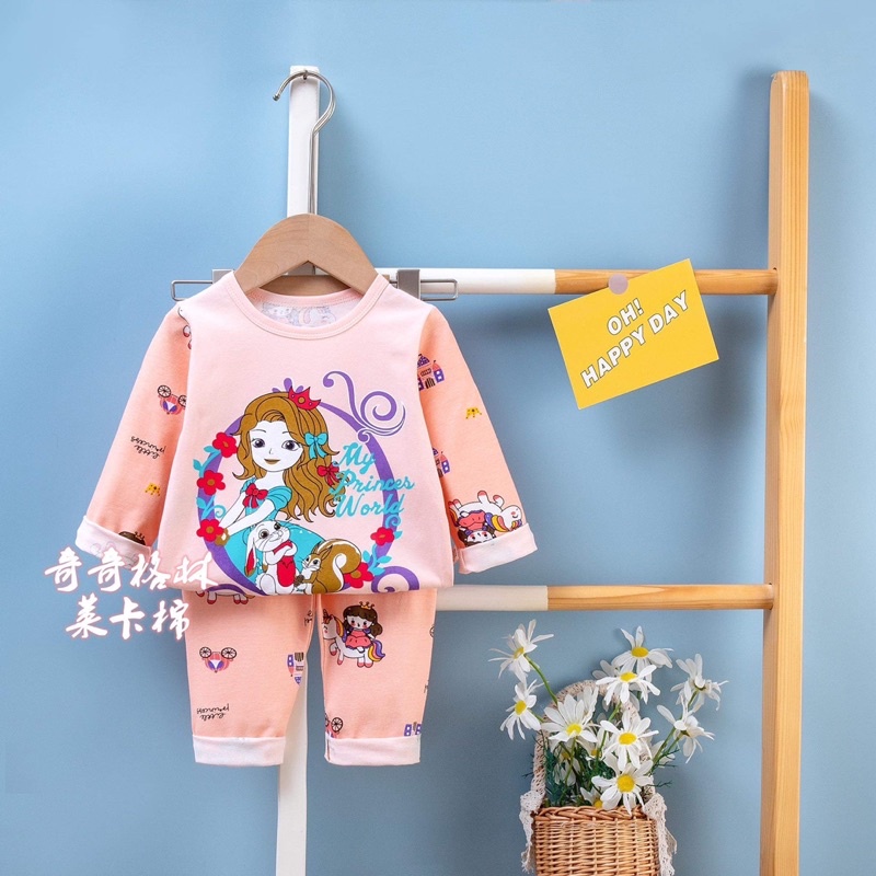 ( QiQi bé gái 8-15kg) Đồ bộ bé gái quảng châu xuất hàn Quần áo dài tay trẻ em QiQi chất cotton cho bé gái (0-3 tuổi)