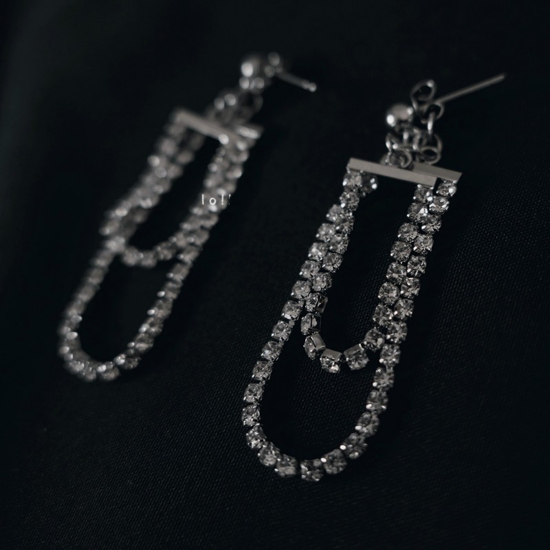 Bông Tai Đính Đá Lấp Lánh Thời Trang Dành Cho Nữ