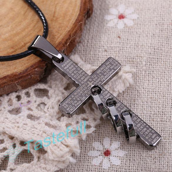 Classic Cross Rings Pendant Necklace Boy Girl Jewelry Unisex