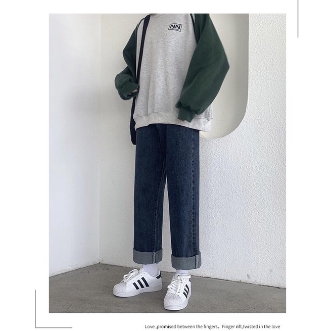 Quần Jean Nữ Ống Rộng, Ulzzang Unisex GE-N01 ảnh thật shop tự chụp MoyuHome
