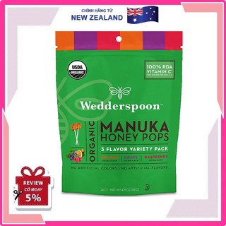 ✅ Kẹo Ngậm Manuka Hữu Cơ cho bé, Wedderspoon Organic Manuka Honey Pops For Kids