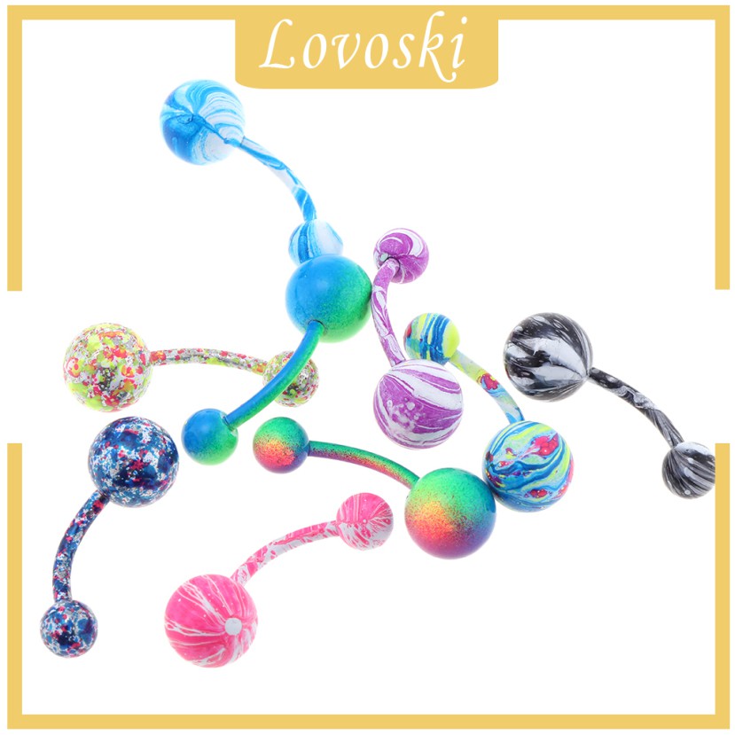 Set 9 Khuyên Rốn DạNg Thanh Tạ 14G NhiềU MàU SắC