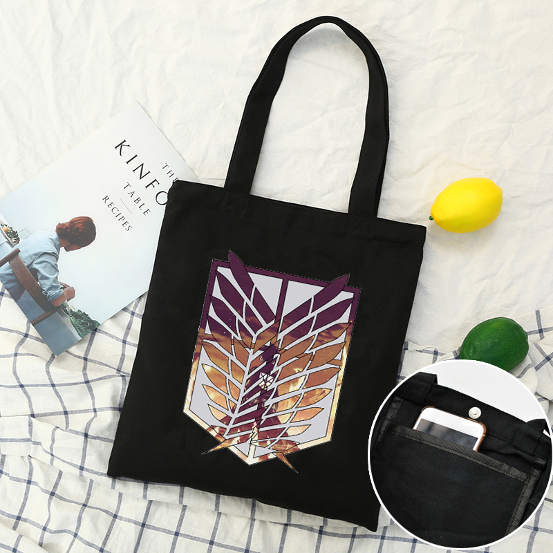 Anime Tấn Công Titan Túi Vải Dung Tích Lớn Nhật Bản Thường Ngày Mua Sắm Túi Bông Tai Kẹp Gothic Nữ Túi Đeo Vai