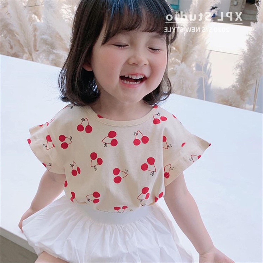Áo thun bằng cotton ngắn tay phong cách Hàn Quốc thời trang mùa hè 2023 dành cho trẻ em