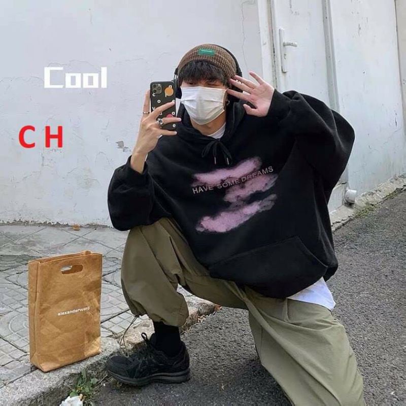 Áo hoodie Đám Mây💝Chất liệu nỉ bông💝form thụng nam nữ kiểu dáng unisex💝có túi bụng và dây rút mũ mùa đông