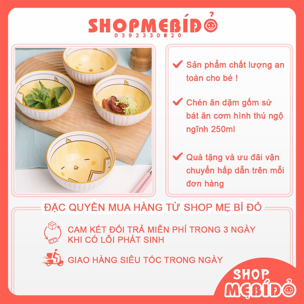Chén Ăn Dặm Gốm Sứ Bát Ăn Cơm Hình Thú Ngộ Ngĩnh 250ML Shop Mẹ Bí Đỏ