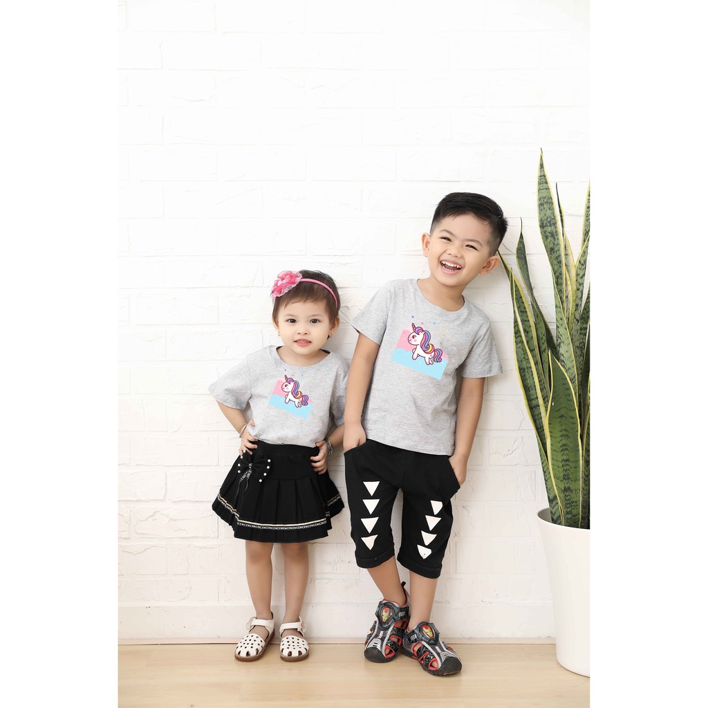 Áo thun hình unicornio cho bé, 6 màu dệt may theo công nghệ thoát nhiệt nhật bản