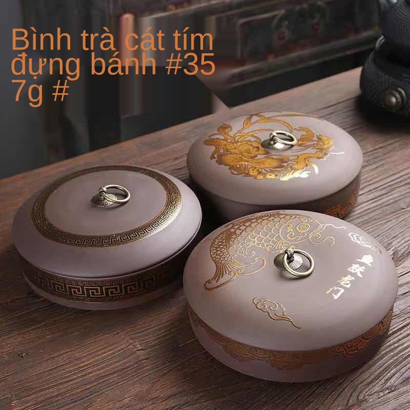 Hộp đựng bánh trà Pu er màu tím cát, thiếc, lớn bằng gốm sứ, bảo quản một lớp, bảy cổ điển Tùy chỉnh