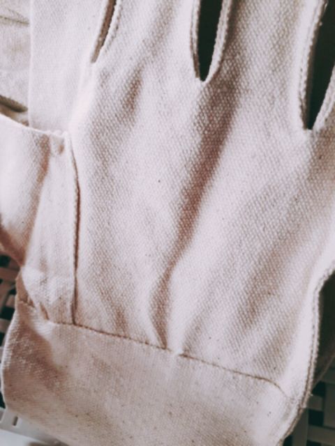 Găng tay lao động vải Kaki