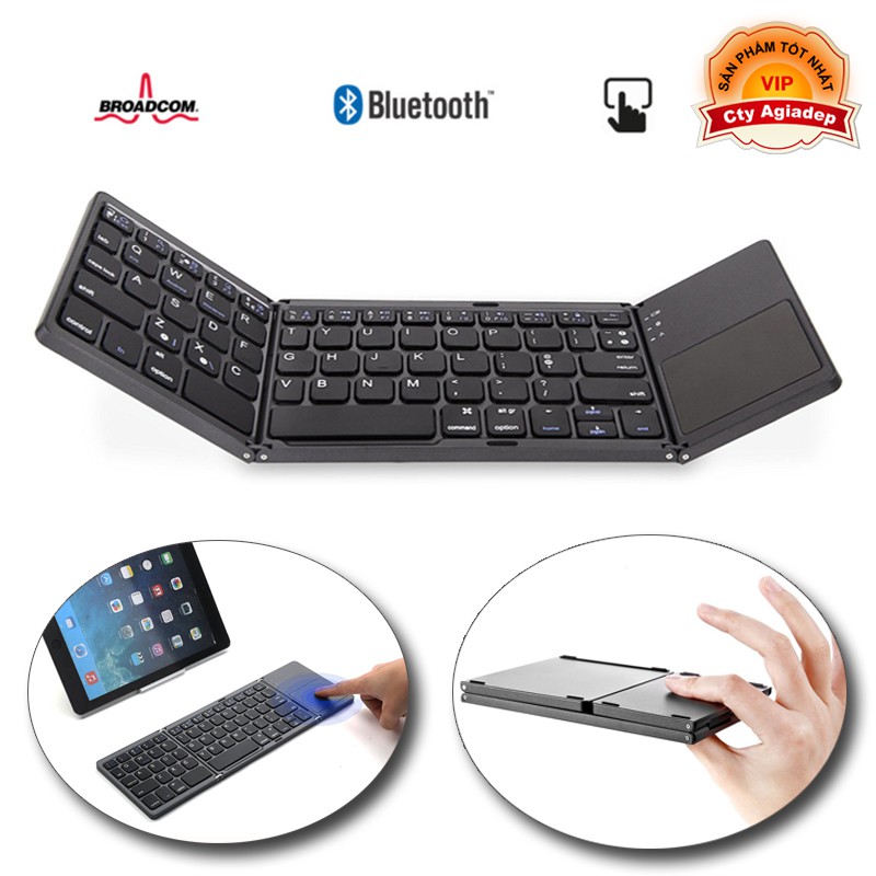 Bàn Phím Bluetooth + bàn di chuột xịn sò cho Laptop tablet điện thoại (Gấp gọn) AB033