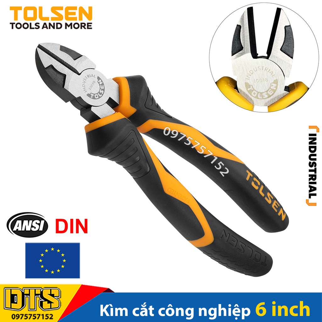 Kìm cắt công nghiệp TOLSEN 6 inch/ 160mm, thép CR-V cao cấp mạ Niken chống gỉ – Tiêu chuẩn xuất khẩu Châu Âu
