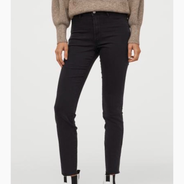 Quần jeans high waist đen H&m