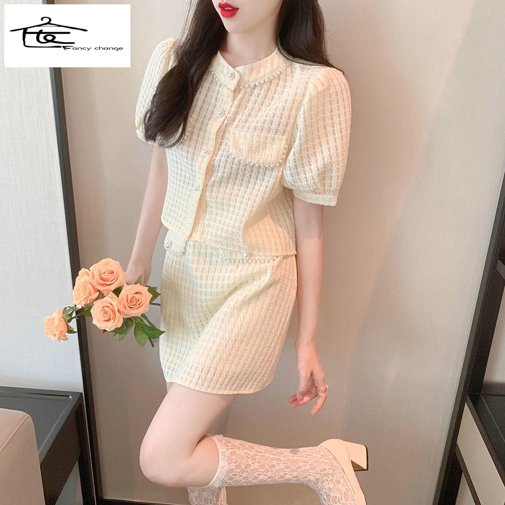 Bộ Áo + Chân Váy Chữ A Lưng Cao Phong Cách Phương Tây Thời Trang Mùa Hè Dành Cho Nữ~2022