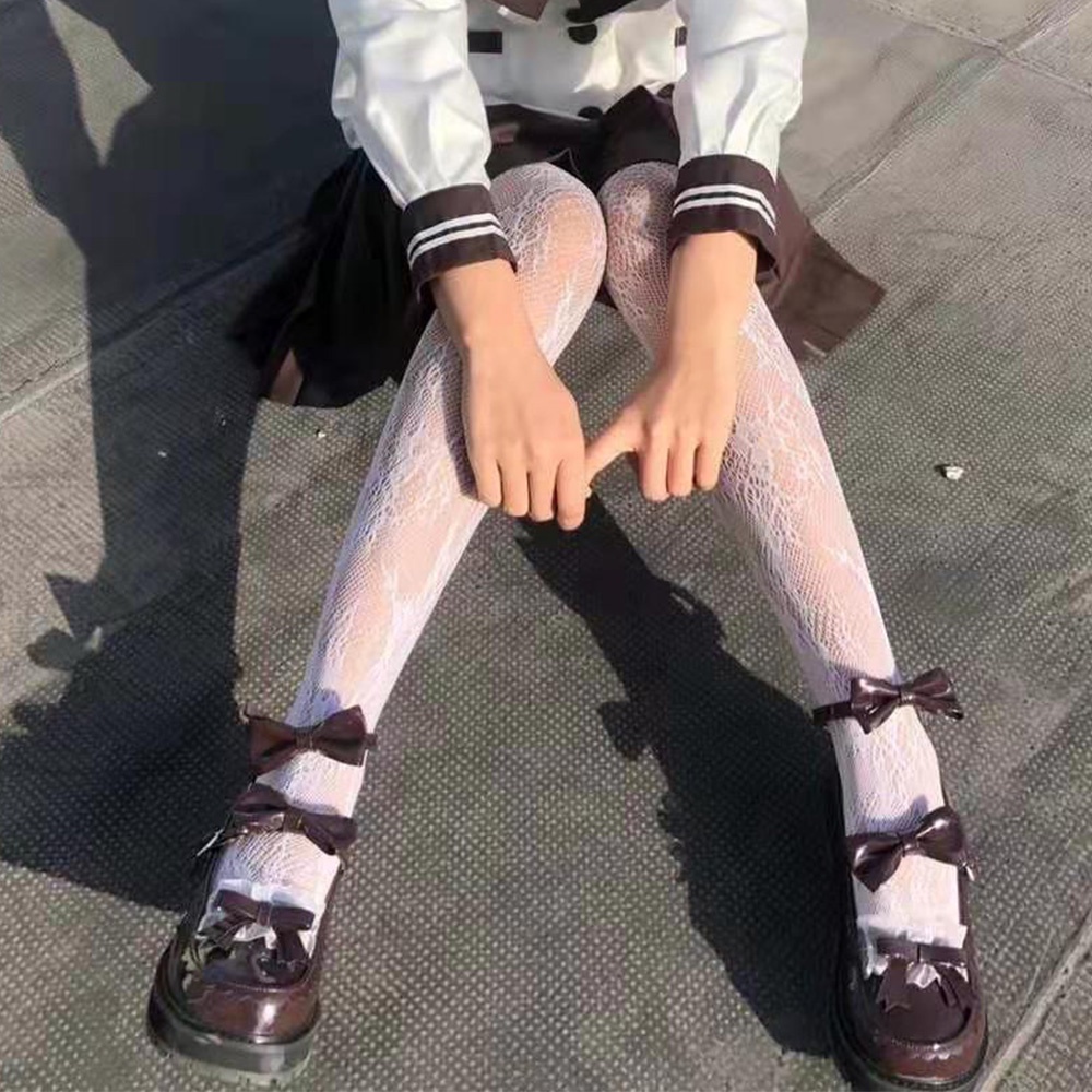 Quần tất ren hoa xuyên thấu phong cách lolita Nhật Bản cổ điển gợi cảm