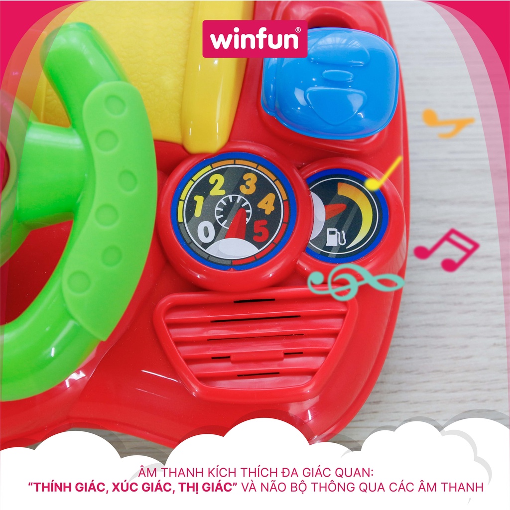 Vô lăng đồ chơi cho bé chơi game đua xe có âm thanh vui nhộn, luyện phối hợp tay mắt, kích thích giác quan Winfun 0621