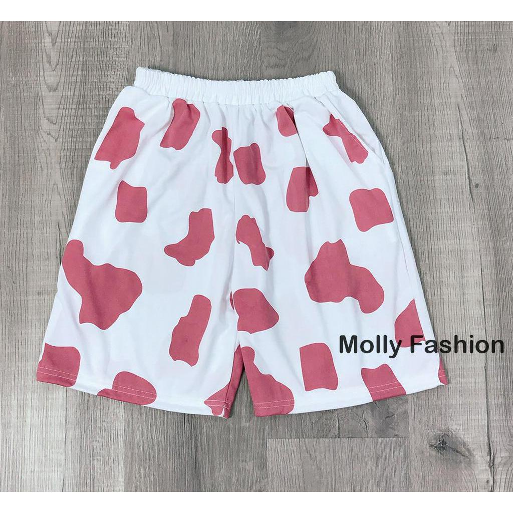 Quần Short lửng Cartoon Unisex BÒ SỮA ❤️ Quần đùi hoạt hình mặc nhà nam nữ Freesize Molly Fashion