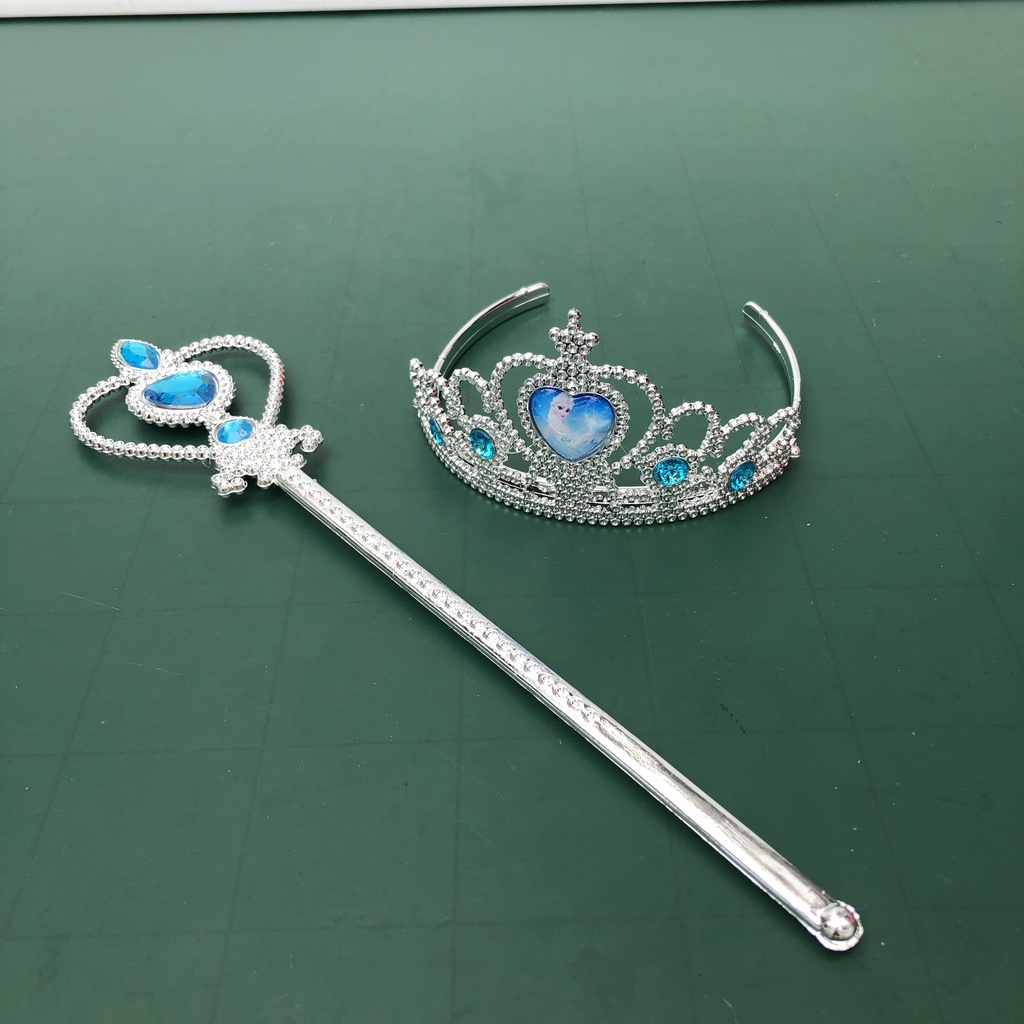 Set Bờm vương miện + gậy nữ hoàng Elsa cho bé gái chơi Trung Thu, hóa trang công chúa