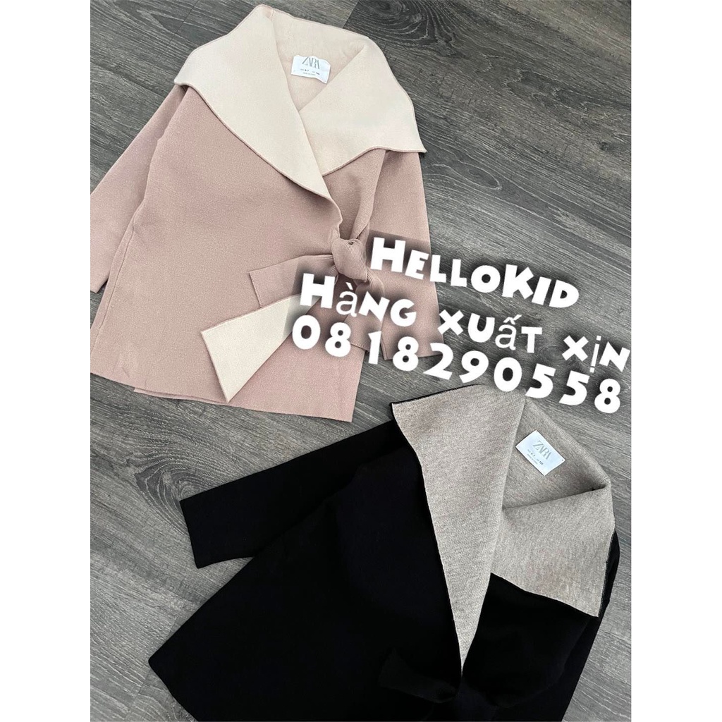 A572 - Áo khoác len ZR buộc eo bé gái